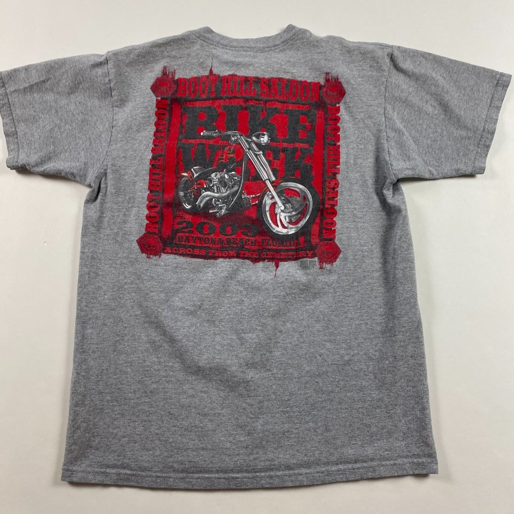 Vintage Y2K Boot Hill Saloon 2003 Bike Week Daytona Beach T Shirt Mens L/M USA